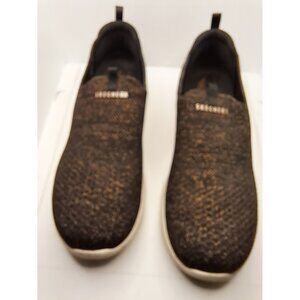 Skechers Women's Stretch Black Gold Slip On Sneaker Shoes 9 M